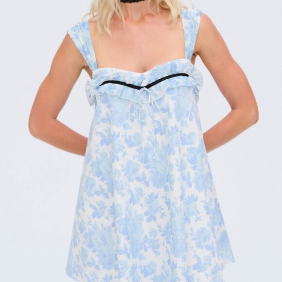 For Love & Lemons Oliver Mini Dress M / Blue - Picture 1 of 3